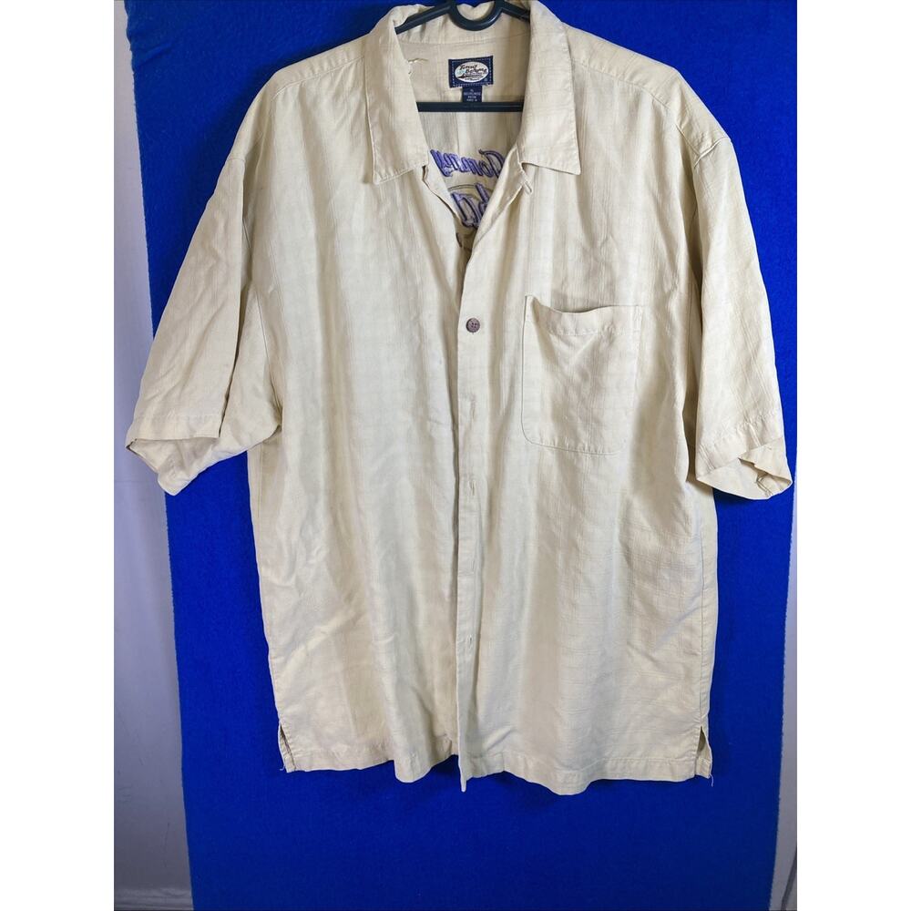 Tommy Bahama Shirt Mens XL Ivory 100% Polynosic Rayon Embroidered Golf Back - Picture 16 of 16